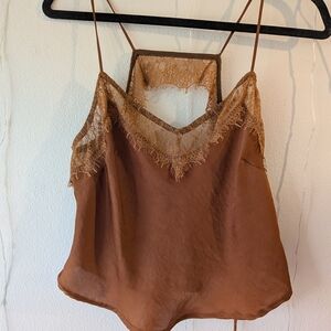 Free People Sheer Lace Trim Tank